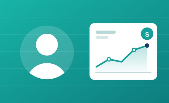 Advisor profile beside a financial performance report showing a rising revenue trend