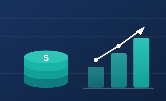 Stack of coins beside a rising bar chart with an upward arrow, representing CareEco's funding round